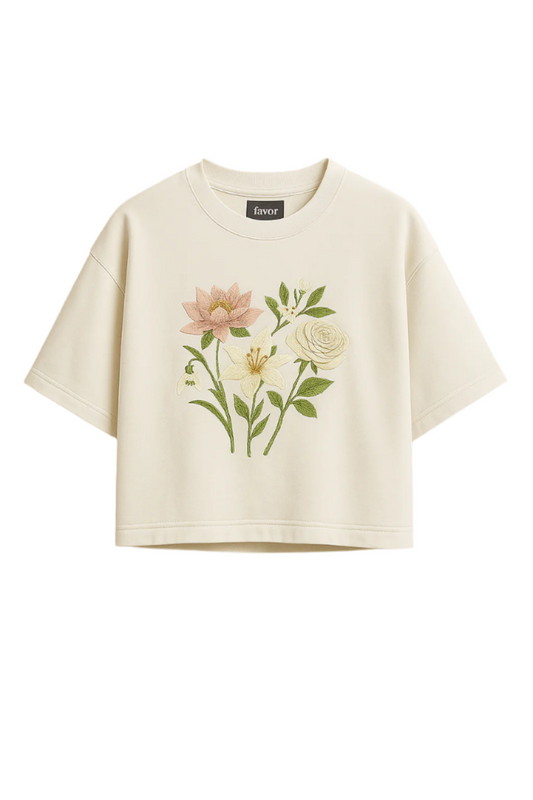'redeemed' cropped ivory tee